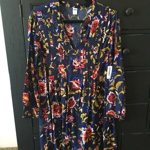 Floral Print Pintucked Swing Dress Old Navy